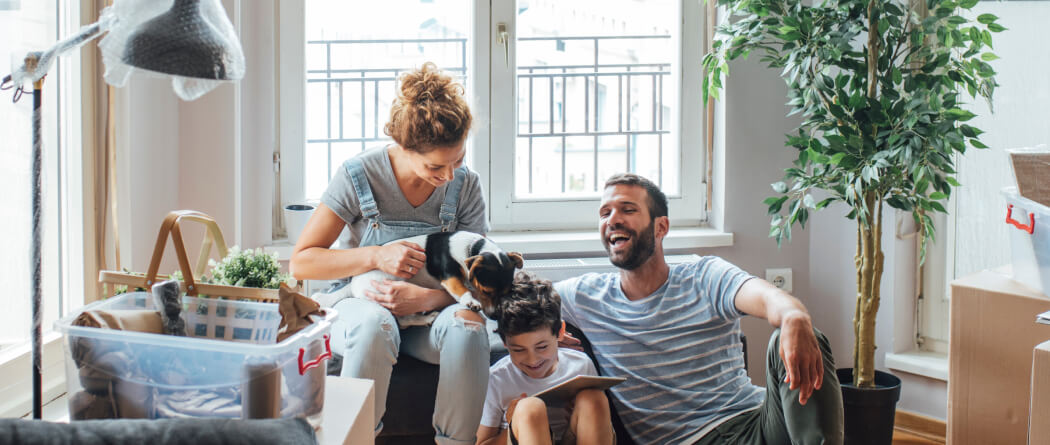 young family moving into a new home