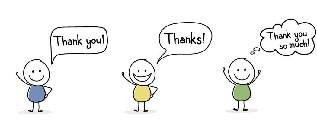 Happy stick people saying thank you